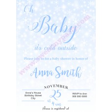 Winter Wonderland Baby Shower Invitation blue,(004)